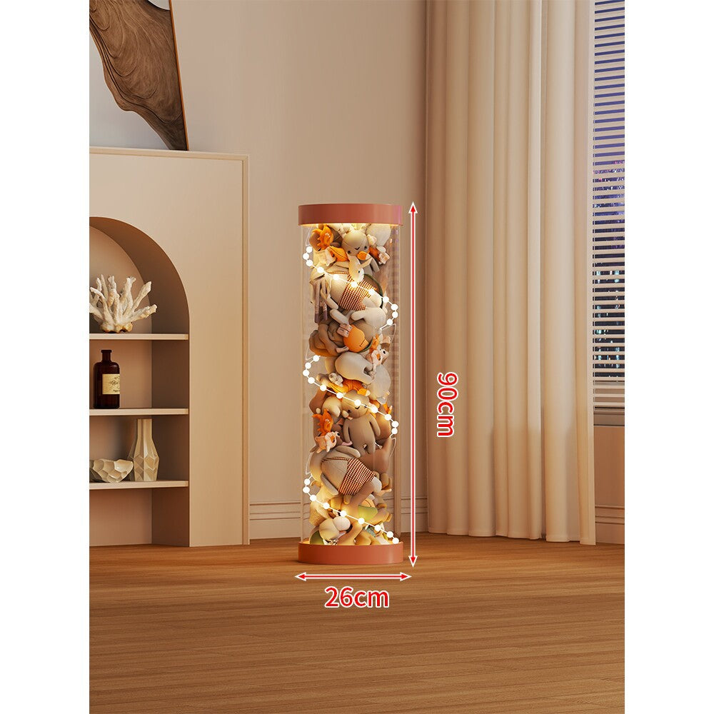 LED-beleuchteter transparenter Plüschspielzeug-Vitrine-Zylinder