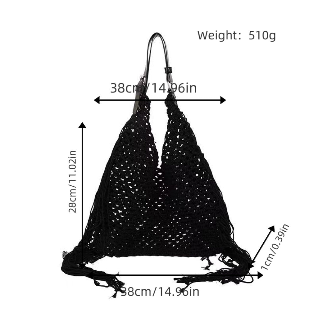 Strukturierte Strandtasche mit Fransigen Details Brehn