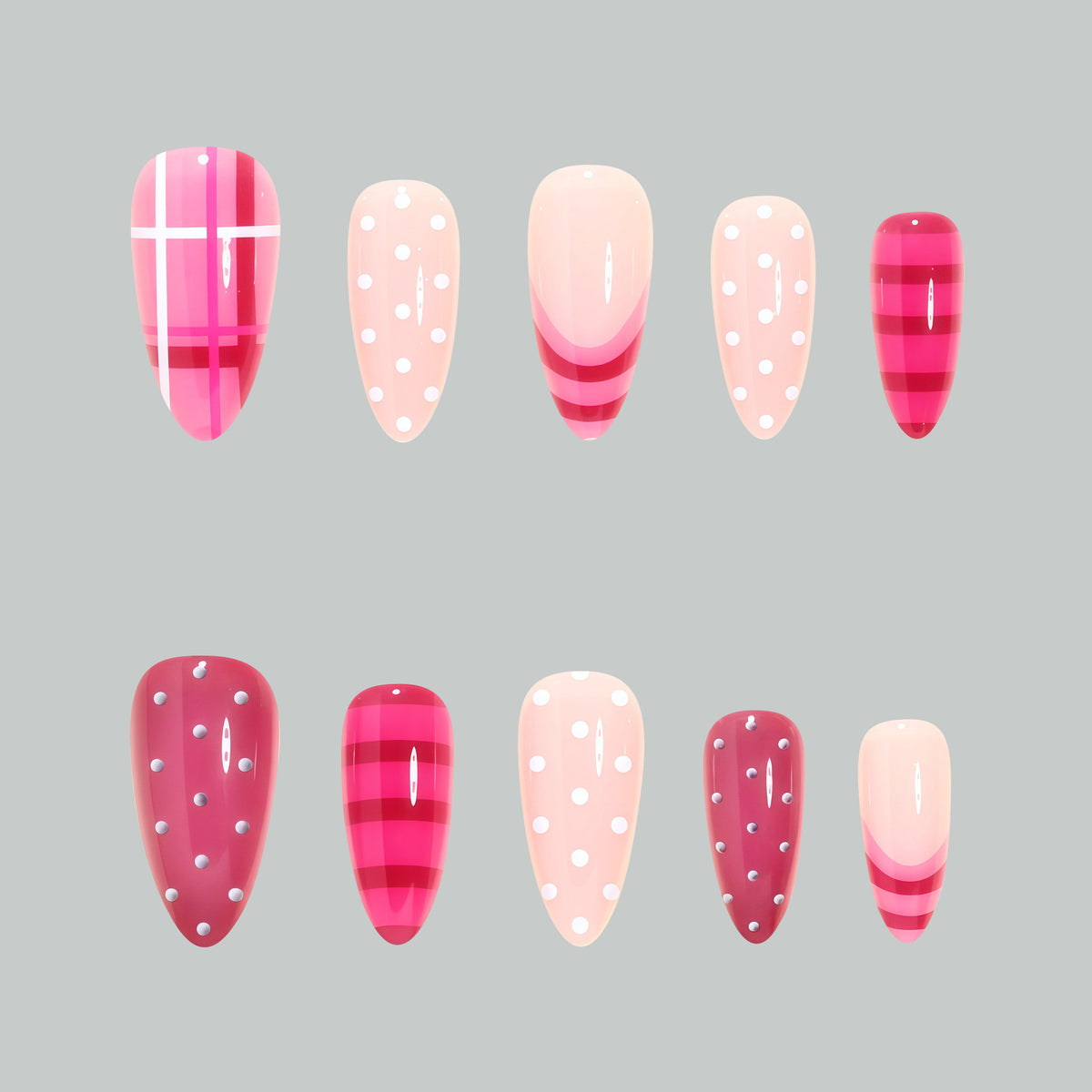 Künstlerisches Glänzendes Stiletto Press-On Nail Set Brehn