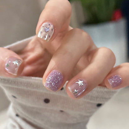 Glitzernde mit Sternen verzierte Press-On Nägel Brehn