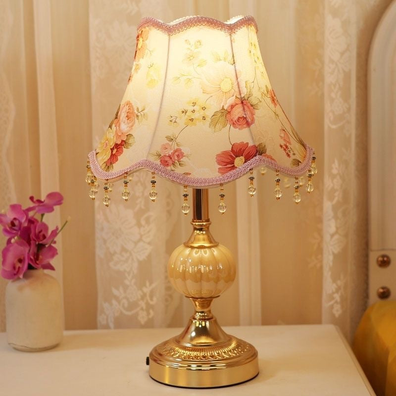 Vintage Kristall-Verzierte Tischlampe