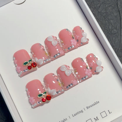 Dekorativer Floral Press-On Nagelset