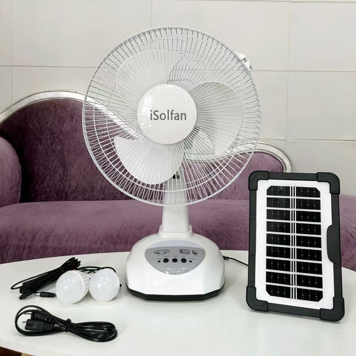 Damen tragbarer Solarbetriebener Ventilator mit integrierter LED-Beleuchtung Brehn
