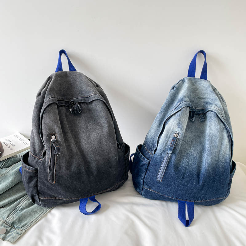 Lässiger Denim Wasch School Rucksack Brehn