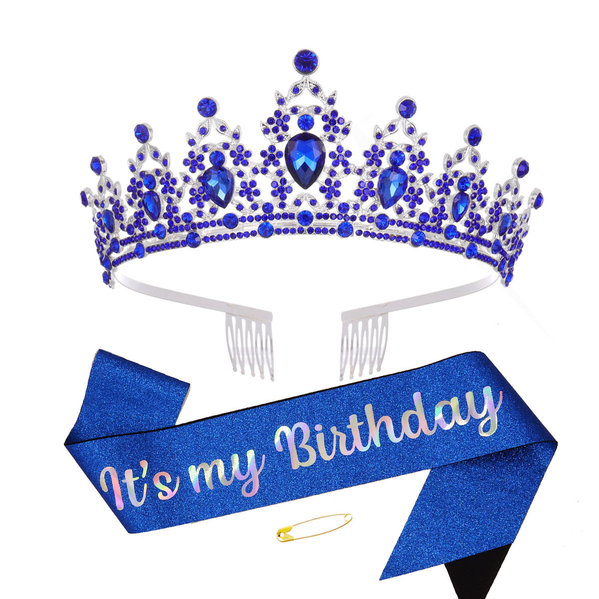 Damen Schwarz verzierte Tiara mit edlem Design Brehn