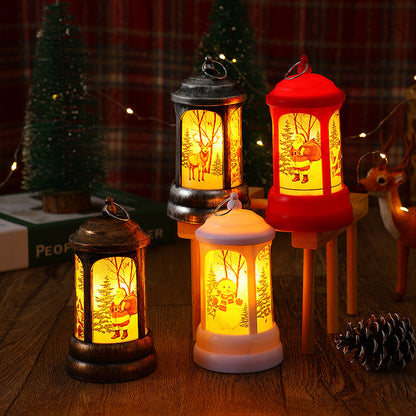 Nostalgische Weihnachtslaterne mit leuchtendem Weihnachtsmann-Motiv Brehn