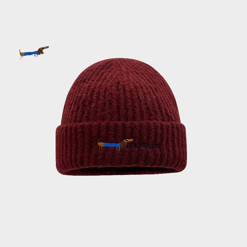 Strickmütze mit Hundemotiv