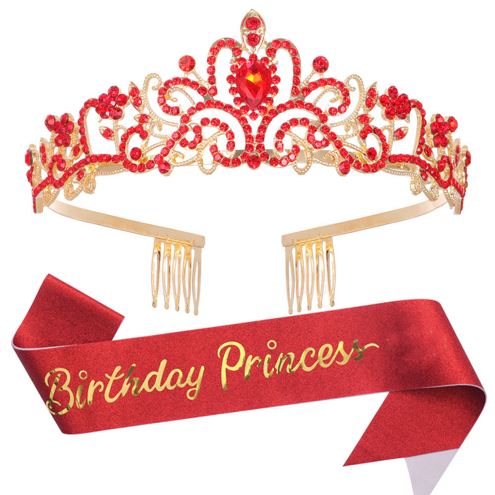 Damen Glitzernde Prinzessinnenkrone mit Birthday Princess Schärpe Brehn
