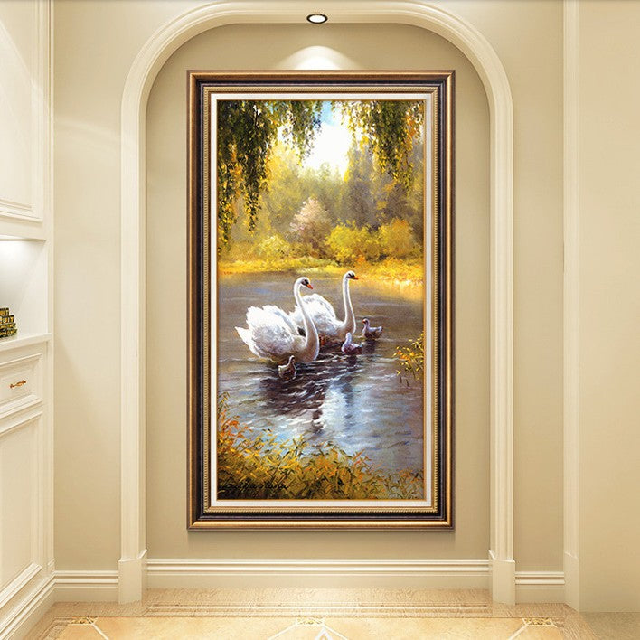 Elegante Schwäne Kunstleinwand