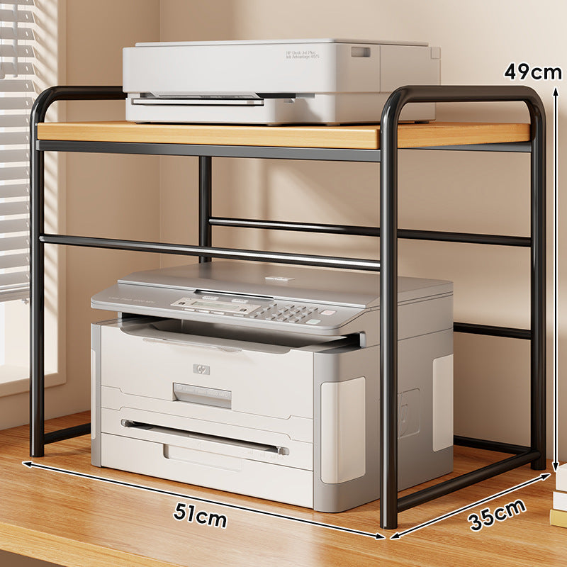 Zwei-Tier Metall- und Holzdruckerstand mit schiebbarer Mesh-Schublade und Unterregal-Speicher