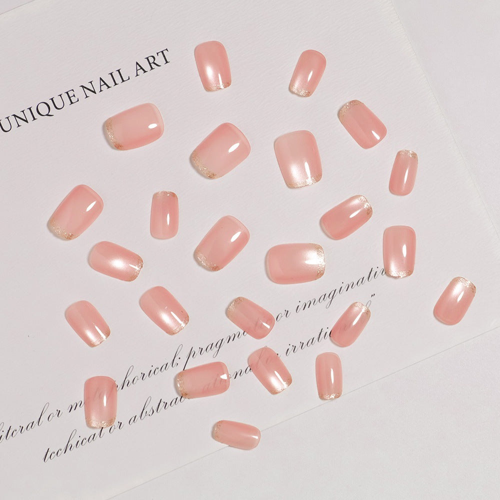 Glänzende French Tip Drucknägel mit Schimmer-Effekten Brehn