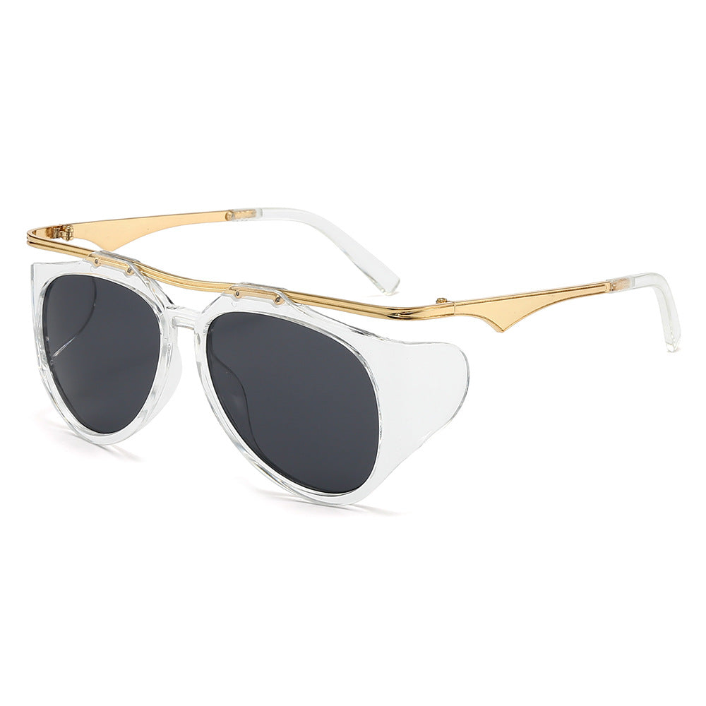 Damen Modische Sport-Sonnenbrille mit Oversized-Rahmen und goldenen Akzenten Brehn