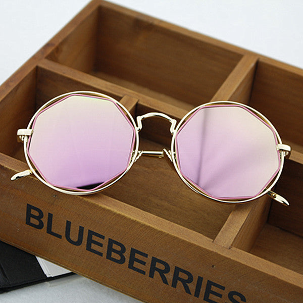 Damen Modische Achtkant-Sonnenbrille mit verspiegelten Gläsern Brehn