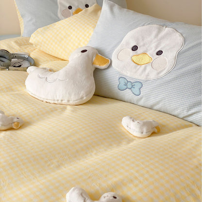 Kinder Ente-Themen Baumwoll-Satin Bettbezug & Bettdecke Bettset