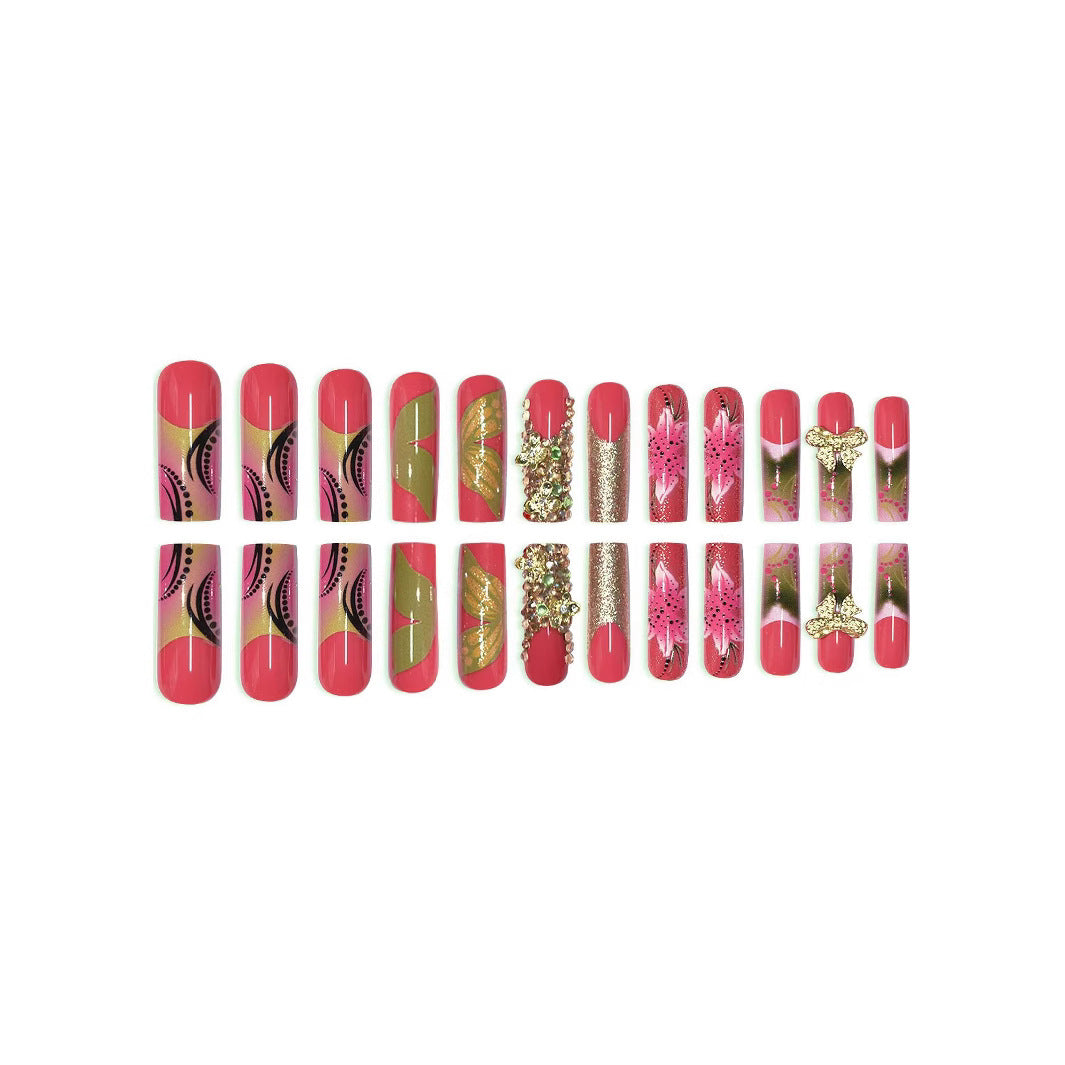 Künstlerisches florales Press-On-Nagelset Brehn