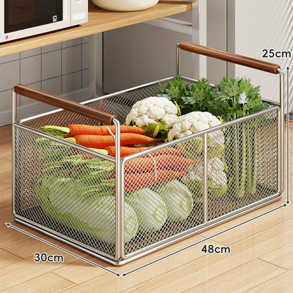 Rollwagen aus Mesh mit Holzgriffen