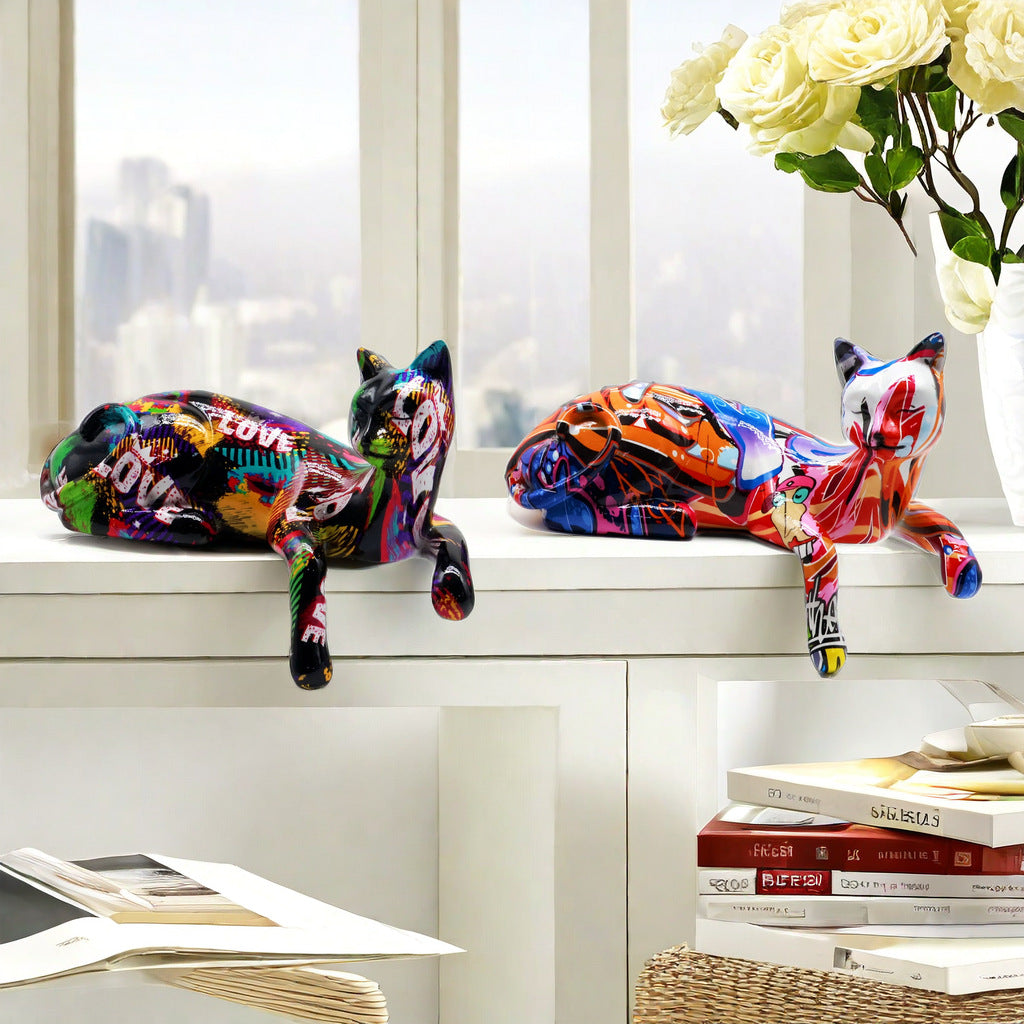 Bunte Katzen Skulptur Brehn
