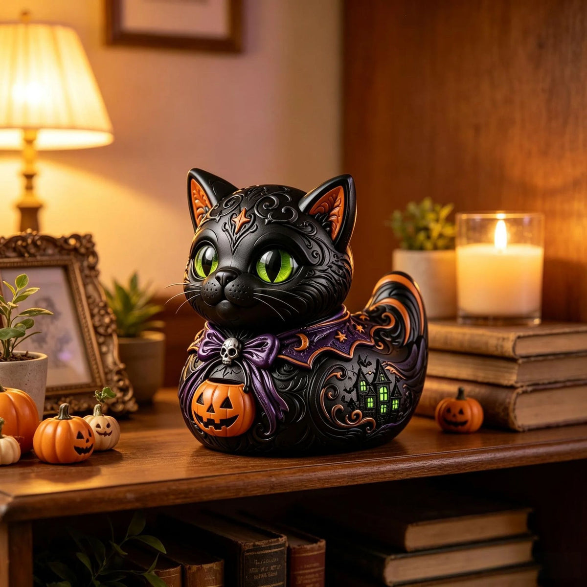Dekorative Halloween-Katzenfigur Brehn