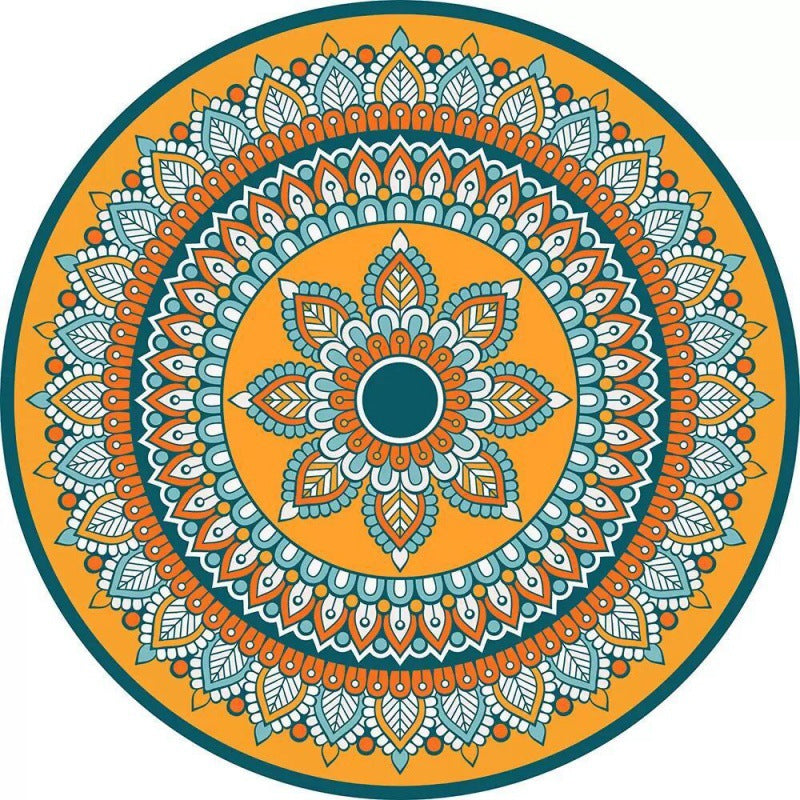 Kreisförmiger Vintage Blumenbereichsteppich Brehn