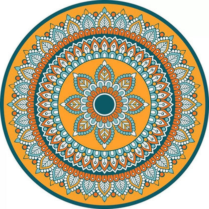 Kreisförmiger Vintage Blumenbereichsteppich Brehn