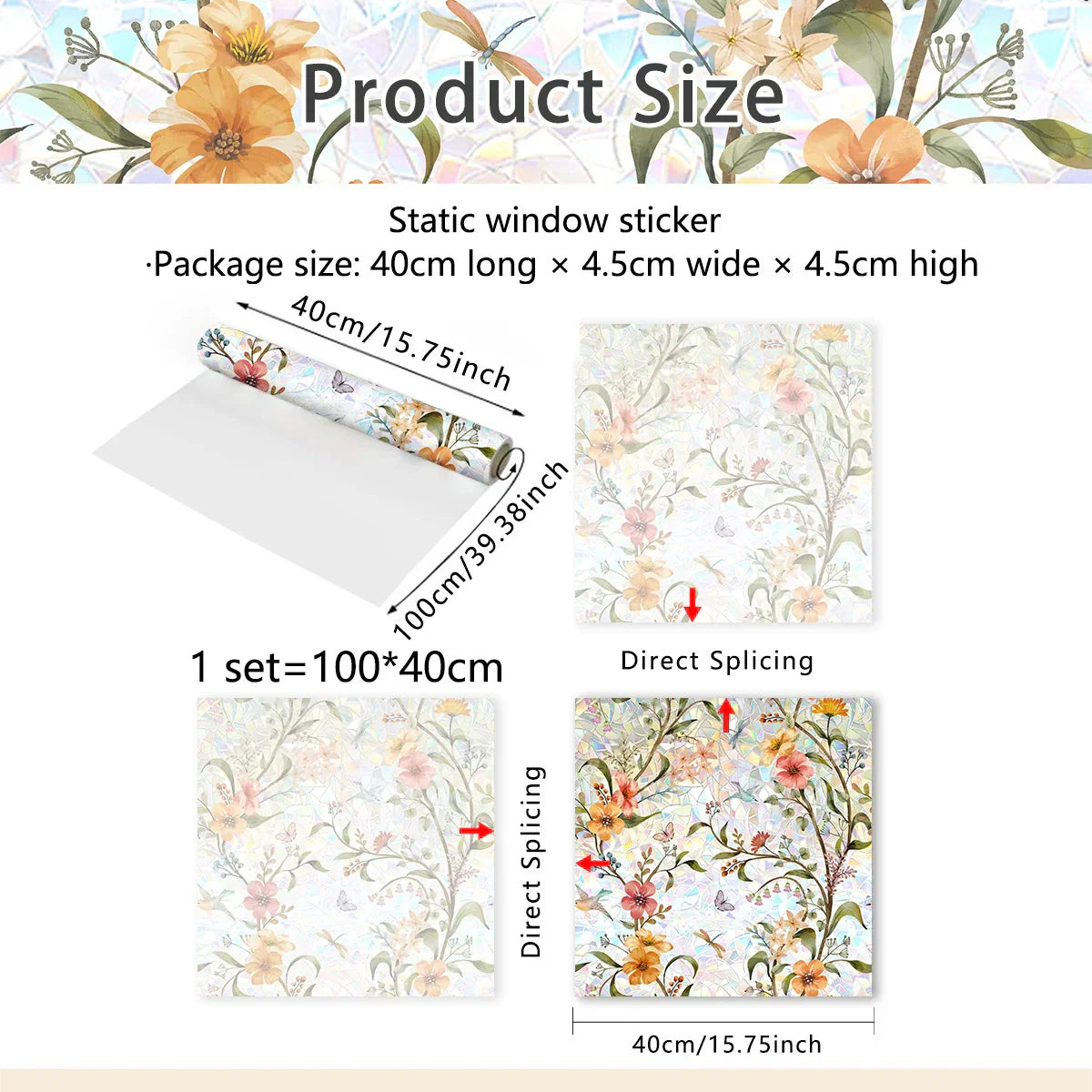 Brehn | 💐 Buntes Blumengeschenk Fensteraufkleber 🖼️ (Entfernbare ohne Rückstände)