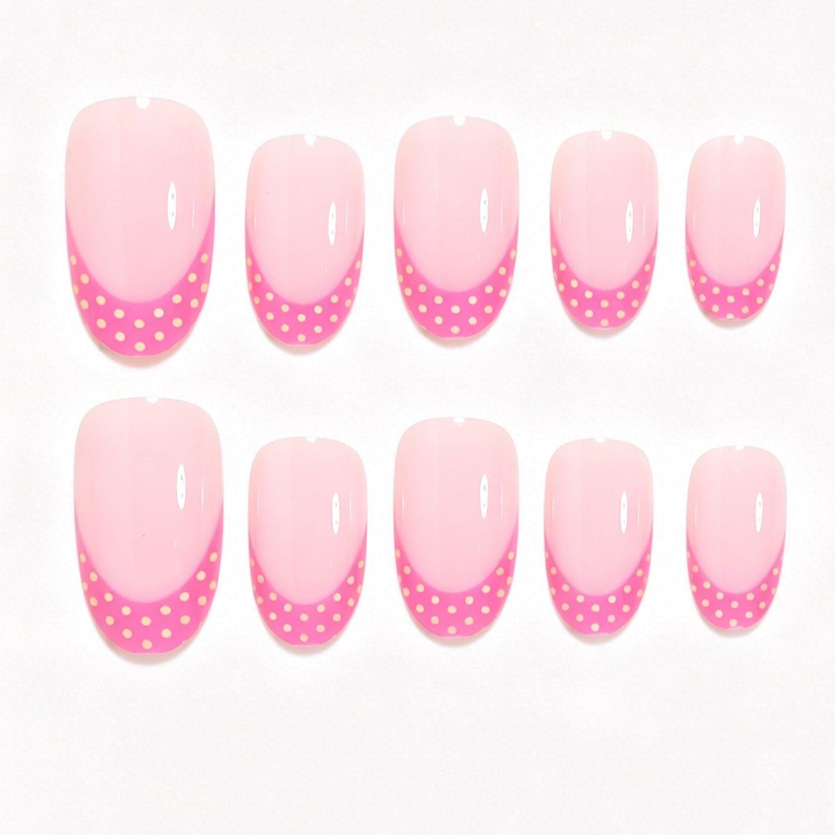 Künstlerisches Polka-Dot-Französisch-Spitzen-Nagelset Brehn