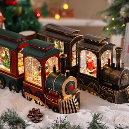 Nostalgische Weihnachtszug-Laterne mit beweglichem Weihnachtsmann Brehn