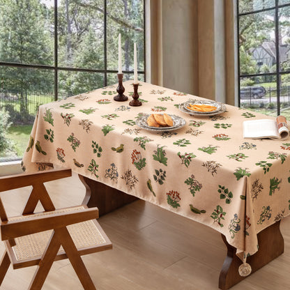 Rechteckige Tischdecke aus Leinenoptik mit Pompon-Quasten Brehn