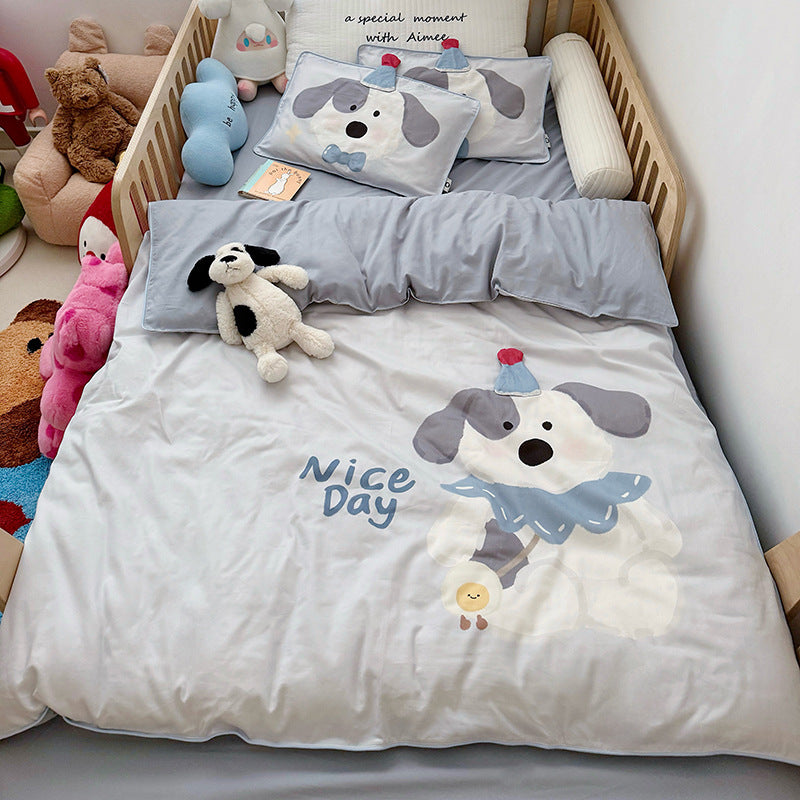 Kinder-Bettwäsche-Set mit Plüschapplikation und Bärchen-Motiv