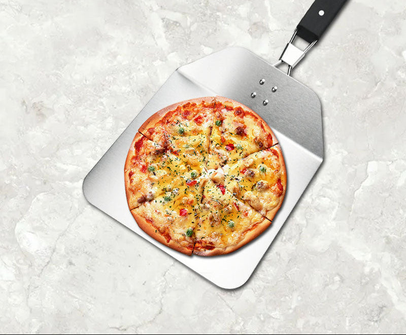 schwere quadratische Edelstahl-Pizzaschaufel mit faltbarem genieteten Griff Brehn