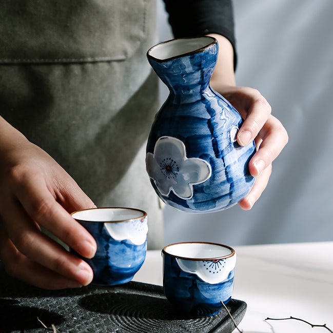 Japanische Sakura Handgefertigte Keramische Sake-Sets | Brehn