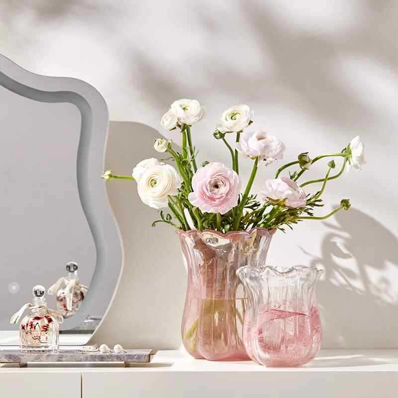 Handgeblasen Rüschentulpen Kunstglas Dekorative Vase Brehn