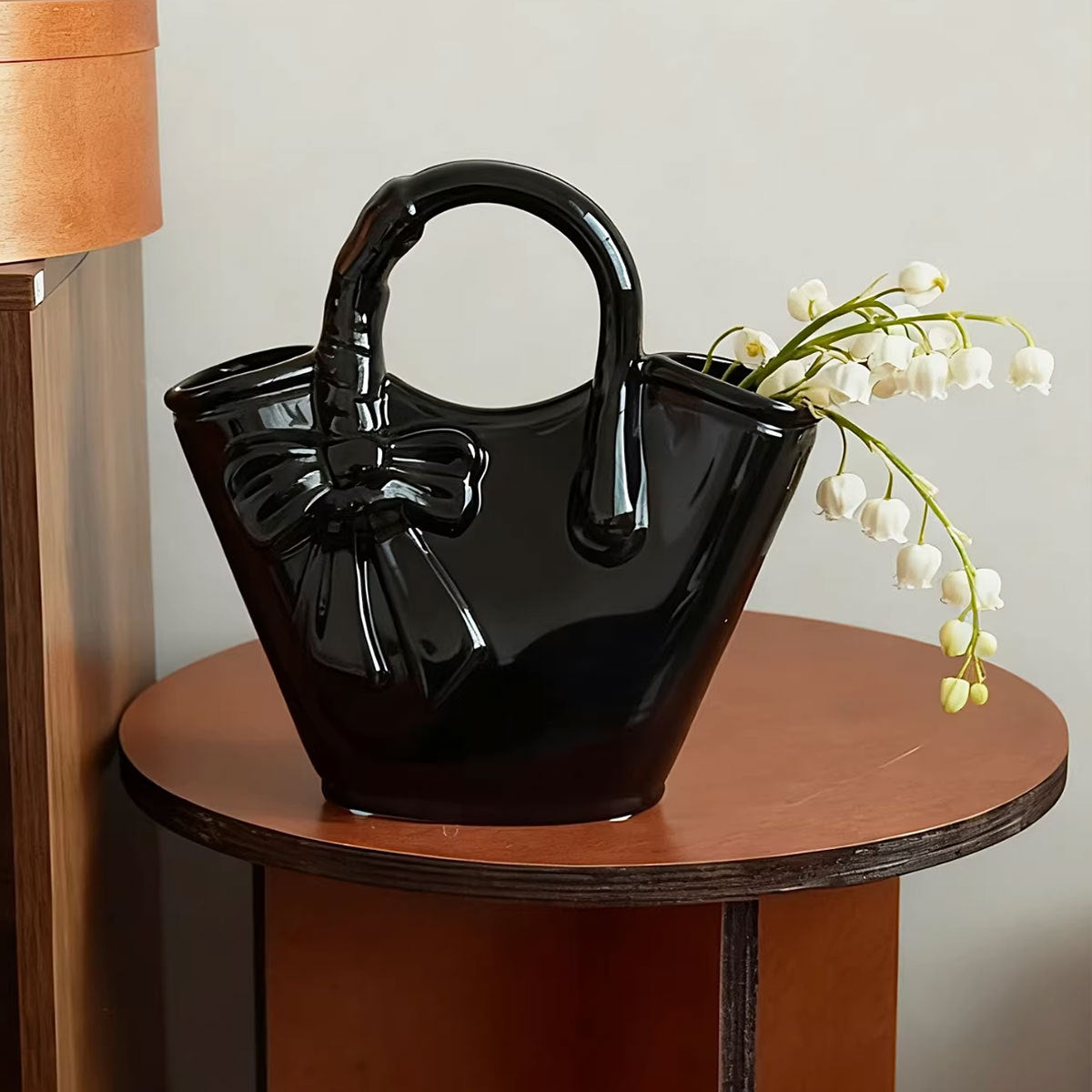 Dekorativer Bogen-Design Keramik Handtaschen Blumentopf