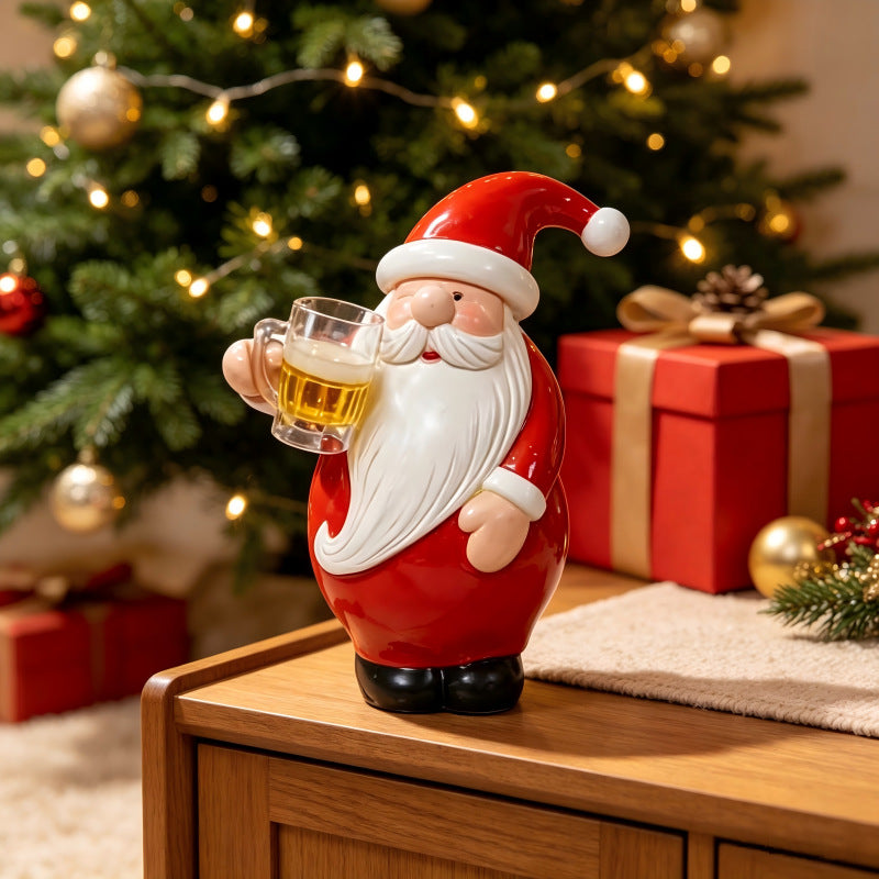 Dekorative Weihnachtsmannfigur mit Bierkrug Brehn
