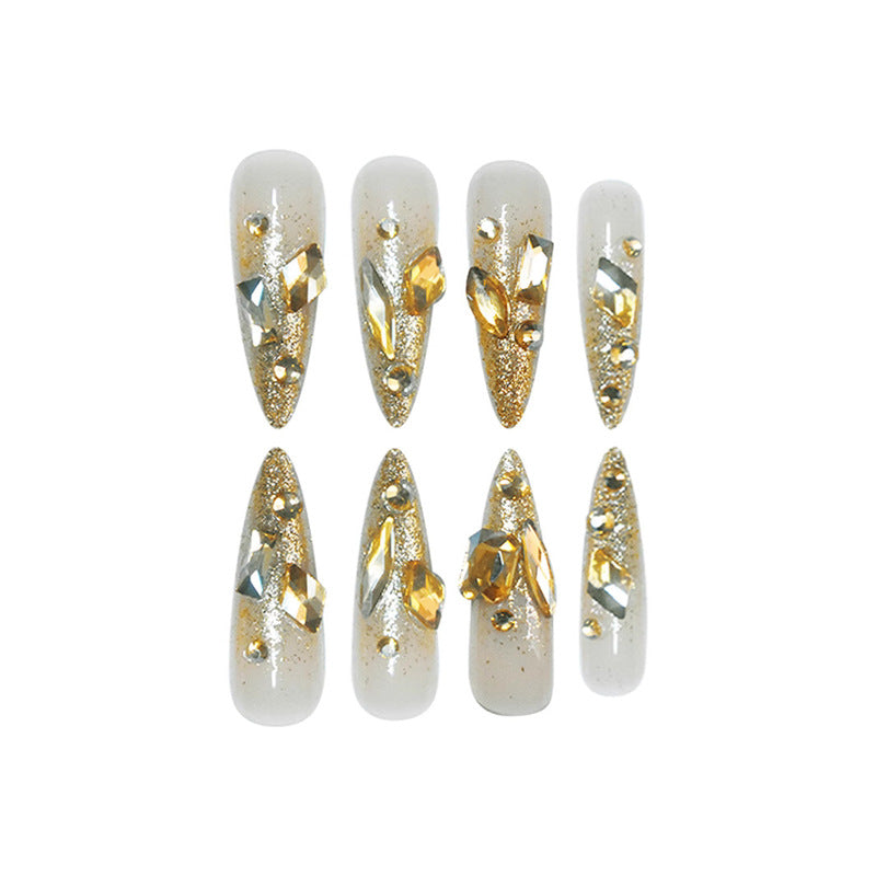 Glamouröse Stiletto Press-On Nägel mit Glitzerakzenten Brehn