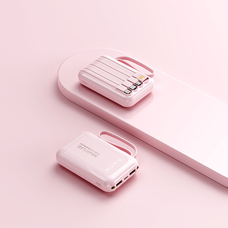 Praktische Powerbank mit kabelloser Schnellladefunktion und integriertem Kabelsystem Brehn