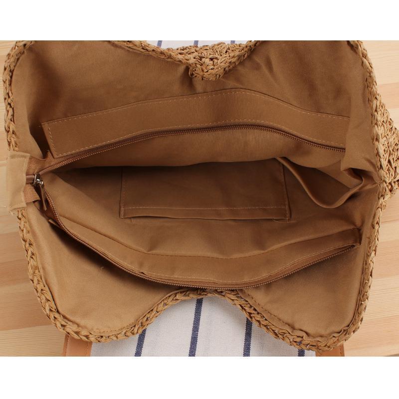 Große Strohtasche mit Lederakzenten Brehn