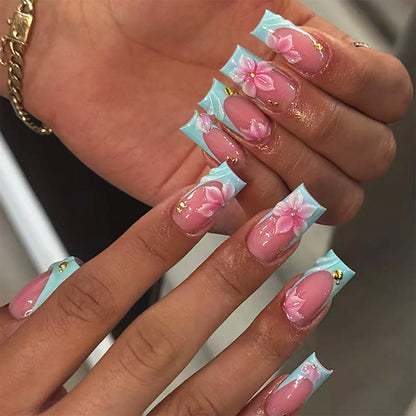 Floral dekorative Press-On-Nagelset