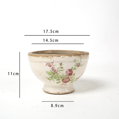 Florale Keramik Pflanzgefäß Brehn