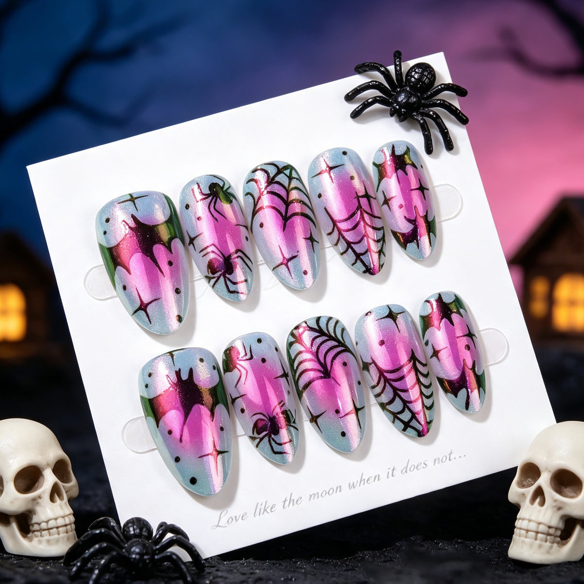 Künstlerisches Halloween-Thema Press-On Nageldesign Brehn