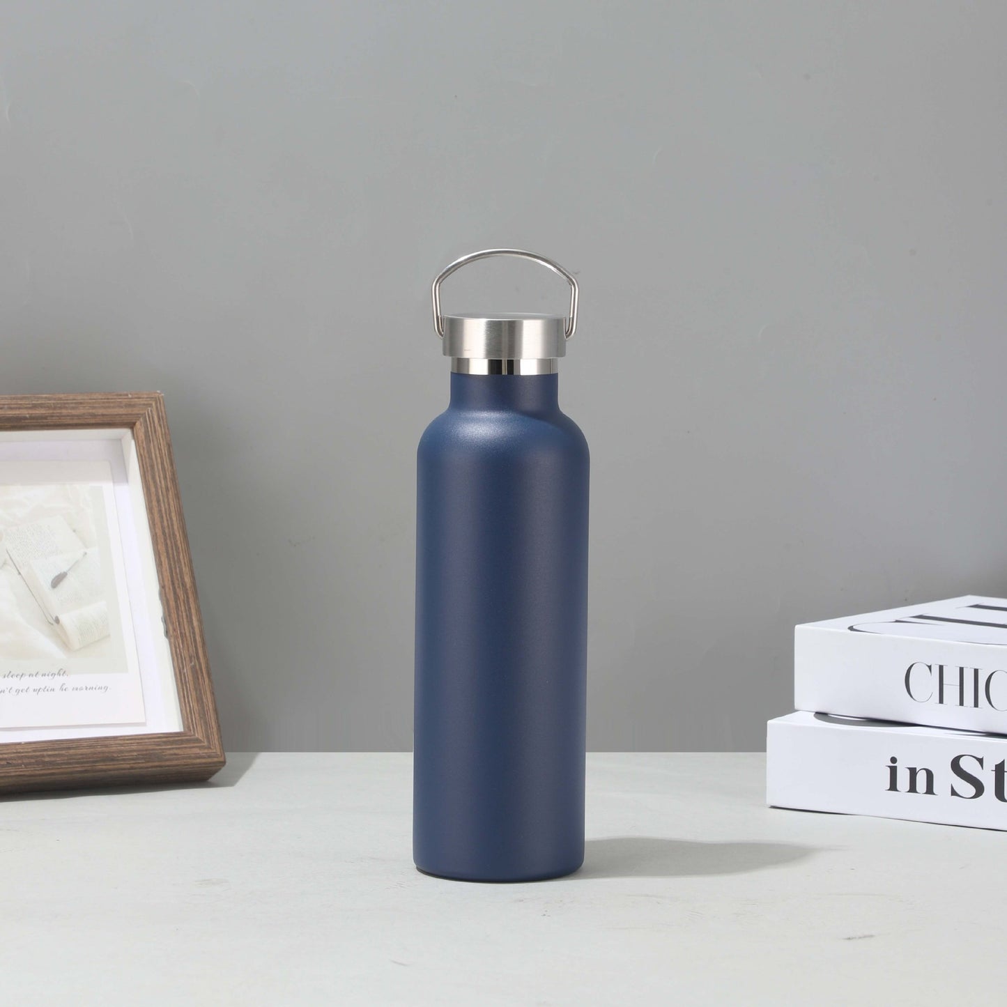 Damen edelstahl Isolier Trinkflasche mit nachhaltigem Bambusdeckel Brehn