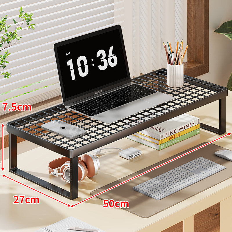 Grid-Top Desktop-Monitor und Laptop-Riser-Regal mit Unterablage