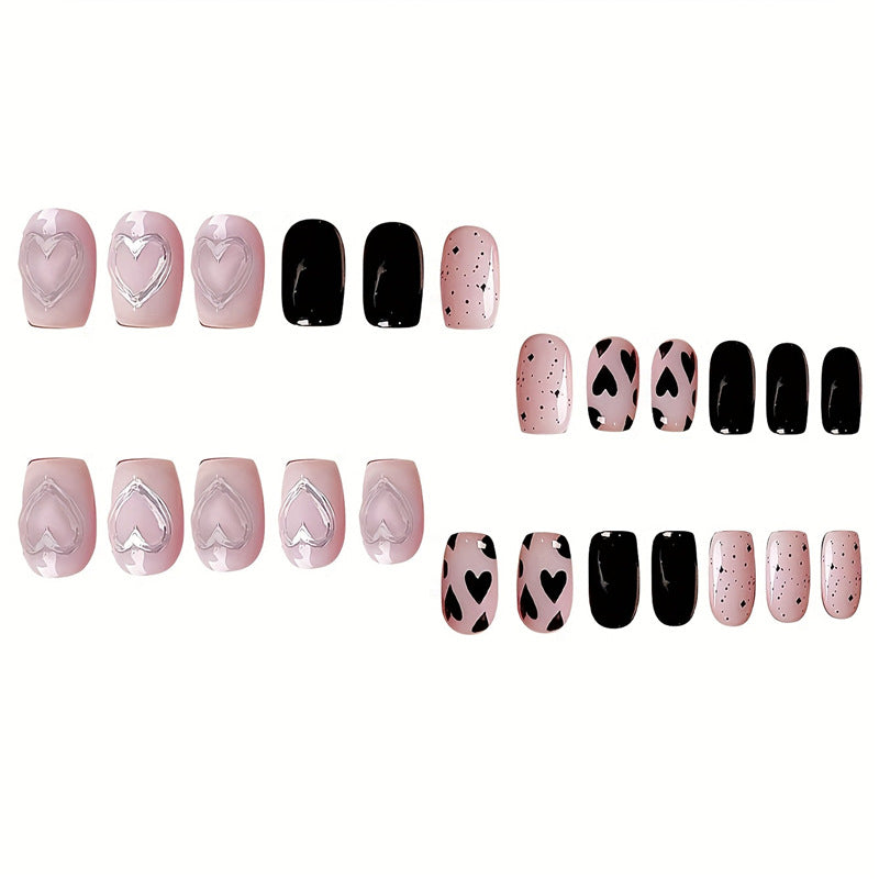 Künstlerisches Herz-Themen Press-On Nagelset Brehn