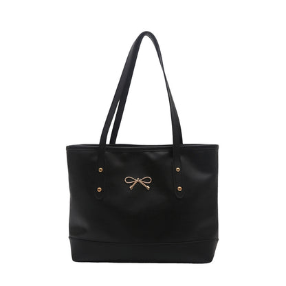 Elegante Faux-Leder-Tote-Tasche mit Akzent-Schleife