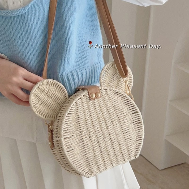Damen Runder Korb mit Hasenohr Design Brehn