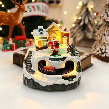 Bewegliches Weihnachtsdorf mit Lichtern und Schneemann Brehn