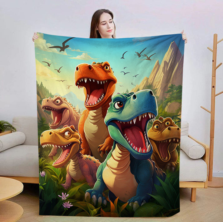 Illustriertes Dinosaurier-Print-Wurfdecke