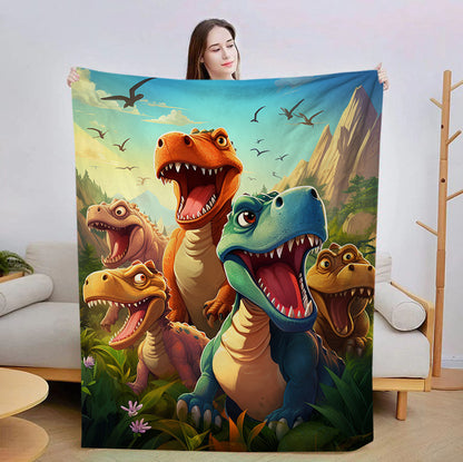 Illustriertes Dinosaurier-Print-Wurfdecke