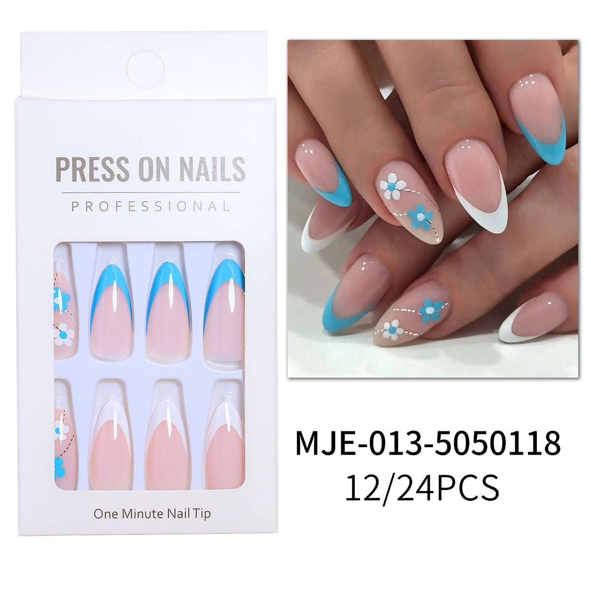 Künstlerisches Herz-Akzent Press-On Nagelset Brehn