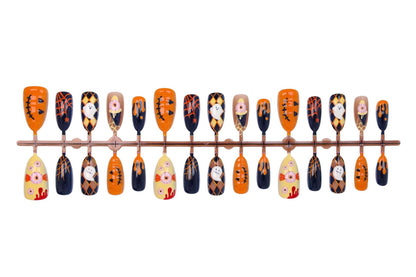 Kunstnagelset mit Halloween-Motiven und festlichen Designs Brehn